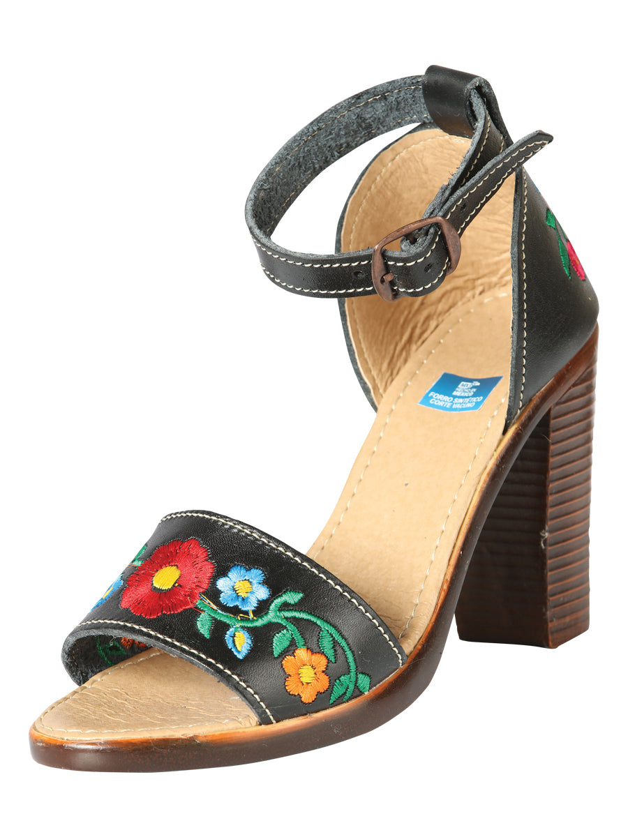 Women's Mexican Artisanal Sandals Leather Black 603952