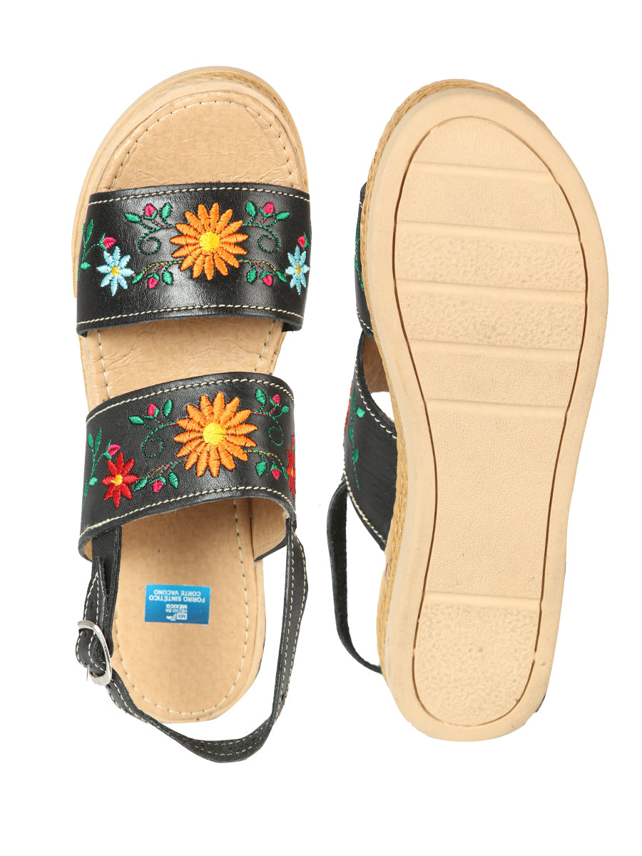 Women's Mexica Artisanal Sandals Leather Black 603953