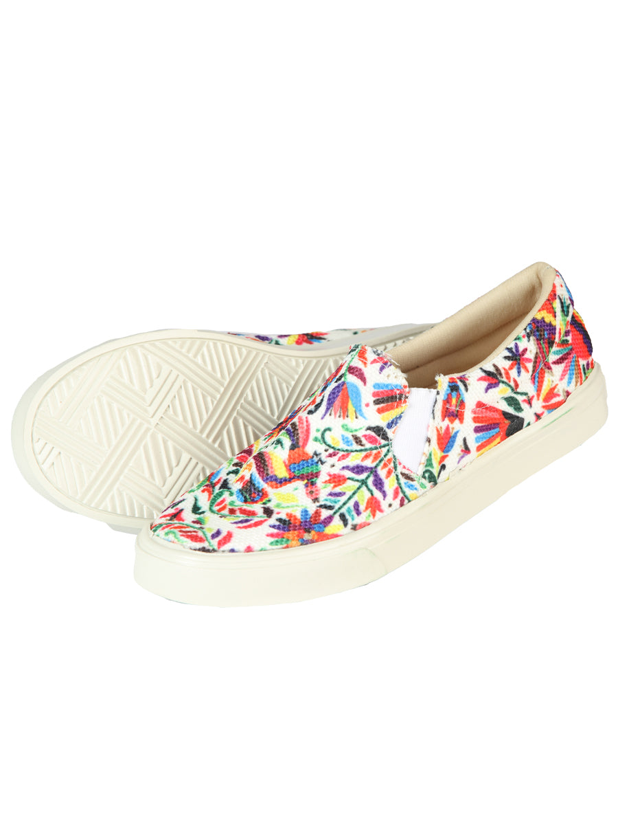 Women's Mexican Artisanal Yute Tennis 50% Cotton, 50% Polyester White  603956