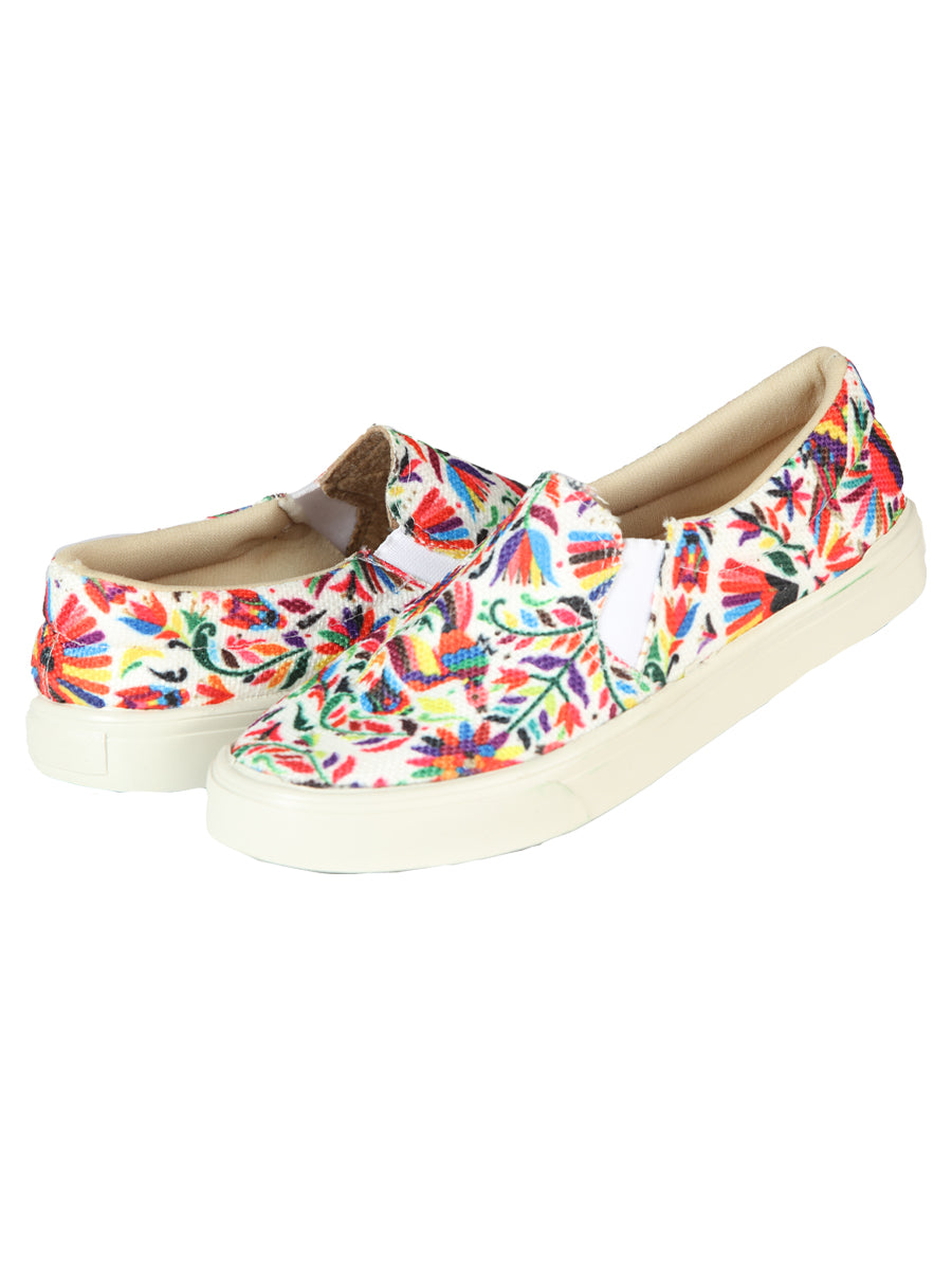 Women's Mexican Artisanal Yute Tennis 50% Cotton, 50% Polyester White  603956
