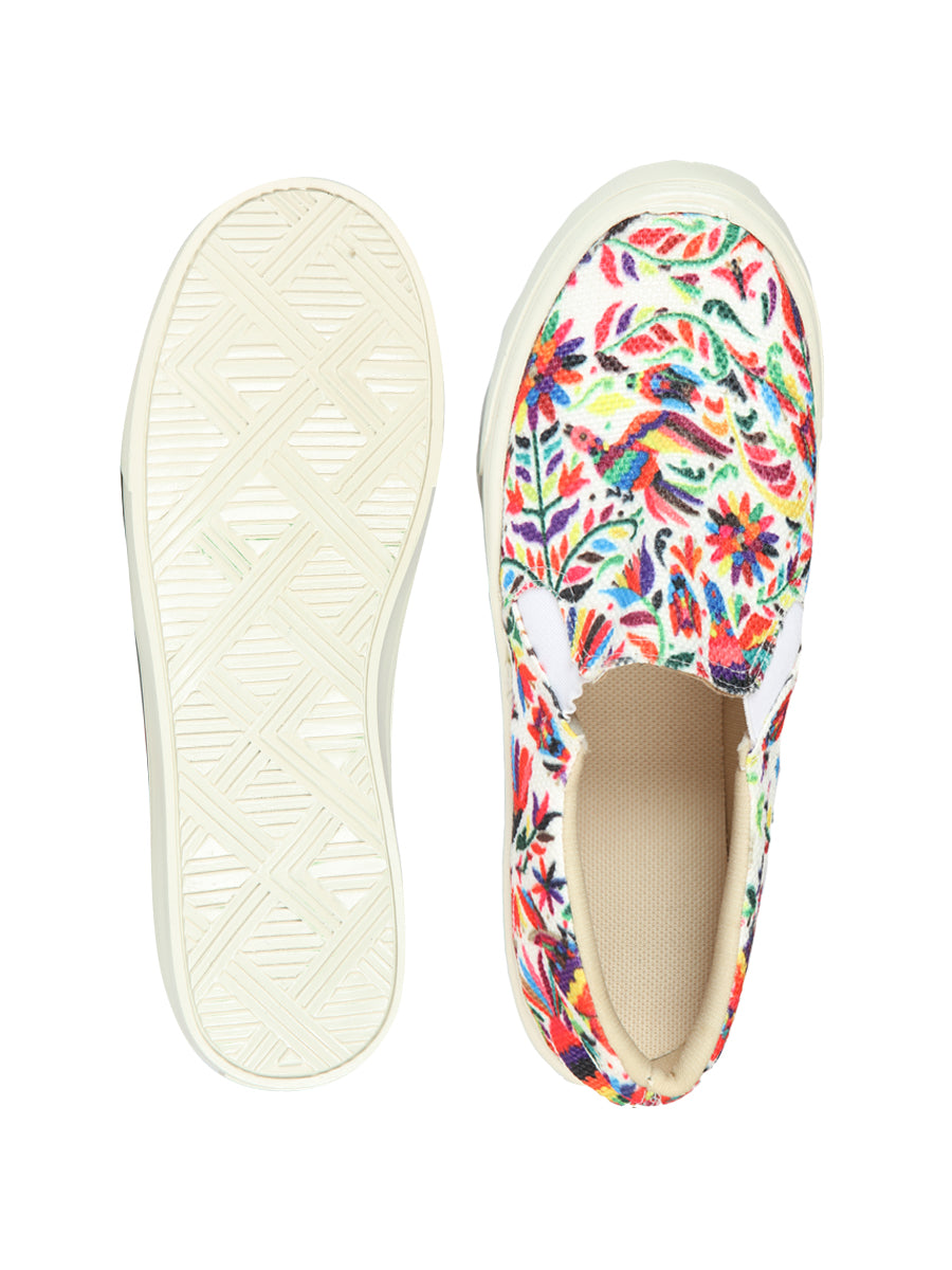 Women's Mexican Artisanal Yute Tennis 50% Cotton, 50% Polyester White  603956