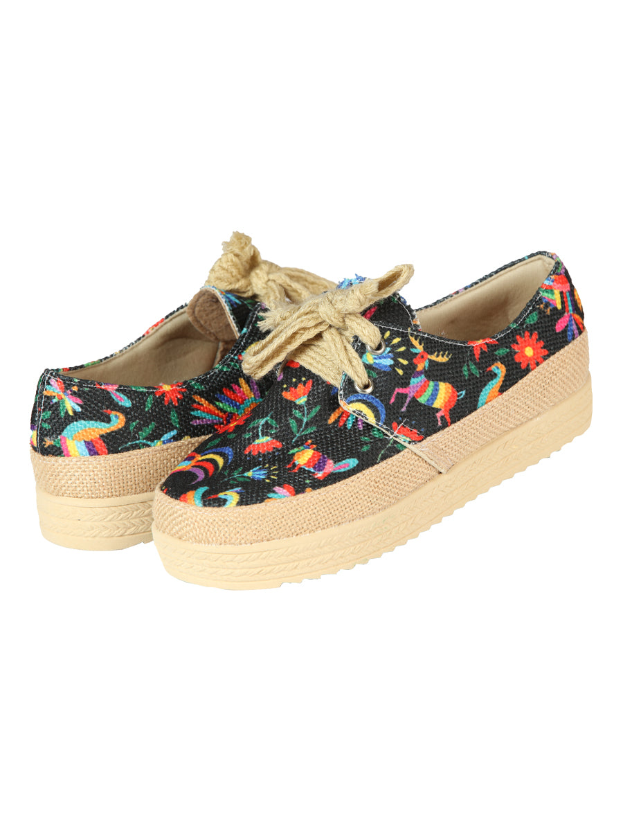 Women's Mexican Artisanal Yute Tennis 50% Cotton, 50% Polyester  Multicolor 603958