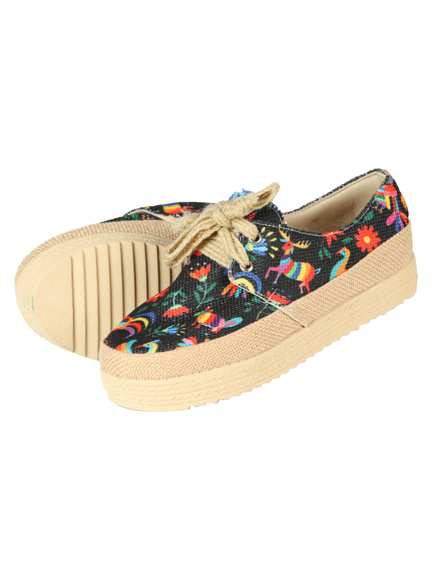 Women's Mexican Artisanal Yute Tennis 50% Cotton, 50% Polyester  Multicolor 603958