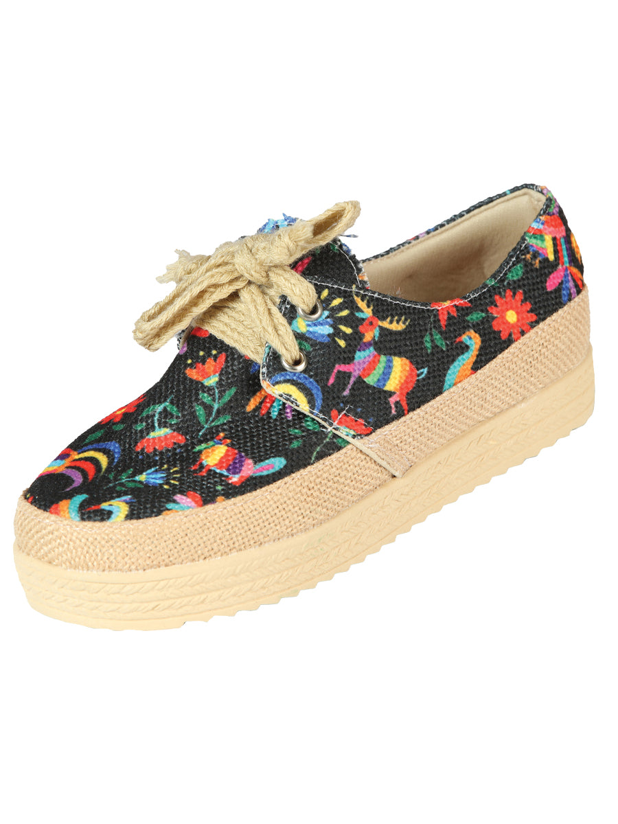 Women's Mexican Artisanal Yute Tennis 50% Cotton, 50% Polyester  Multicolor 603958