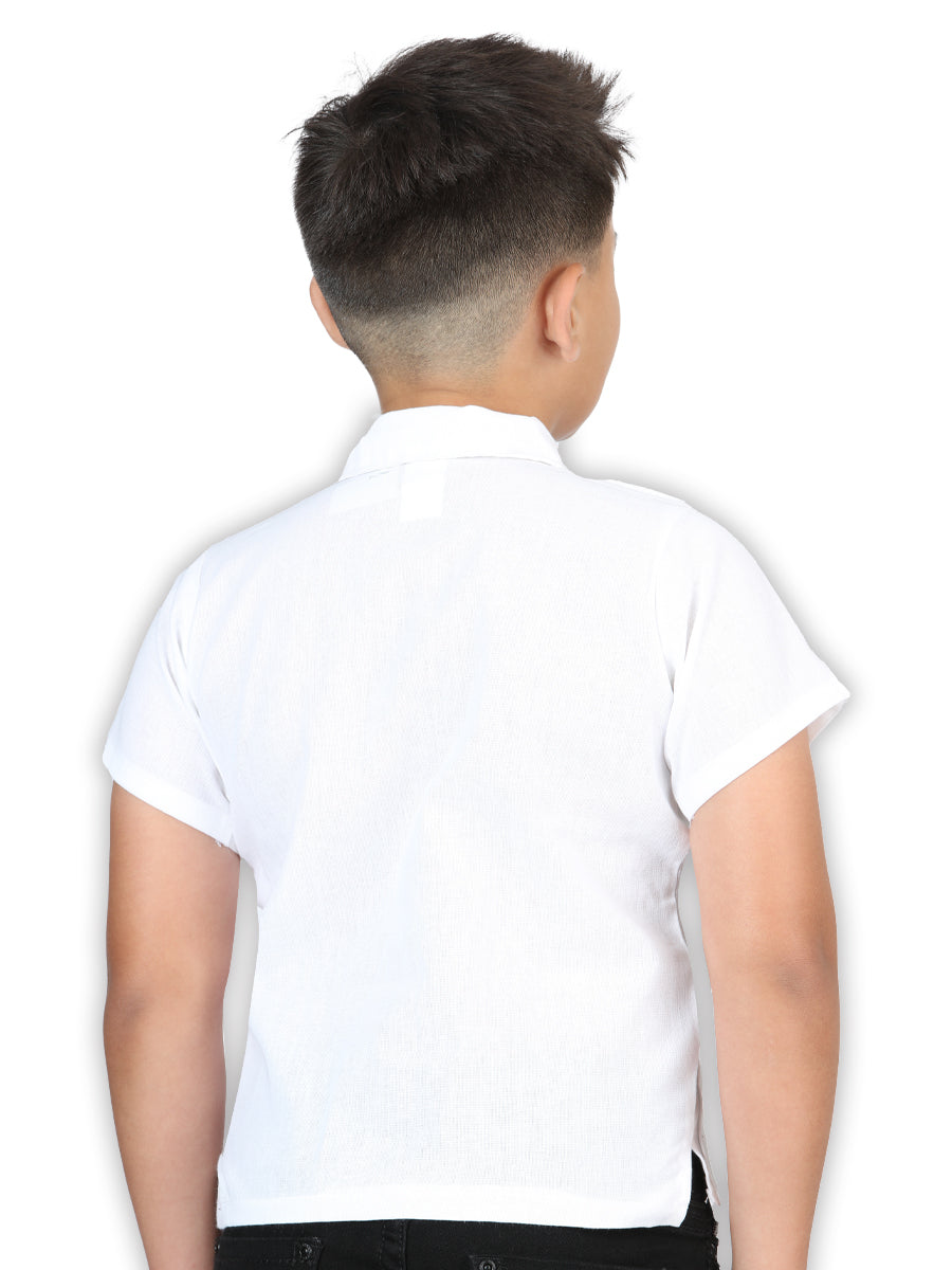Boys Artisanal Embroidered Shirt 100% Cotton White 603981