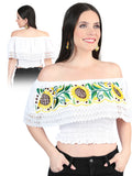 Women's Artisanal Embroidered Blouse 100% Cotton White 603983