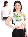 Women's Artisanal Embroidered Blouse 100% Cotton White 603985