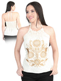 Women's Artisanal Embroidered Blouse 100% Cotton Beige 603990