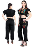 Women's Artisanal Embroidered Set 100% Cotton Black 603996