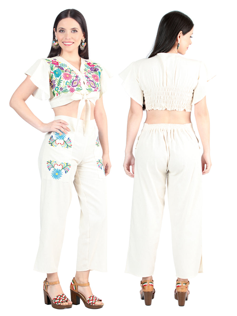Women's Artisanal Embroidered Set 100% Cotton Beige 603997
