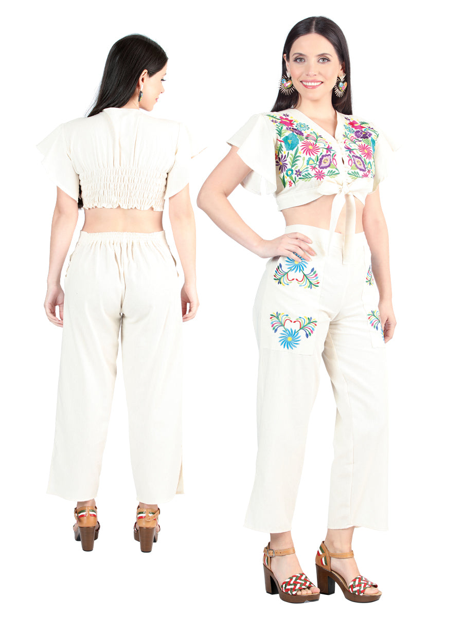 Women's Artisanal Embroidered Set 100% Cotton Beige 603997