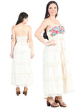 Women's Artisanal Embroidered Dress 100% Cotton Beige 603999