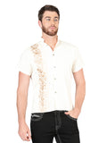 Men's Mexican Embroidered Guayabera 100% Cotton Beige 604004