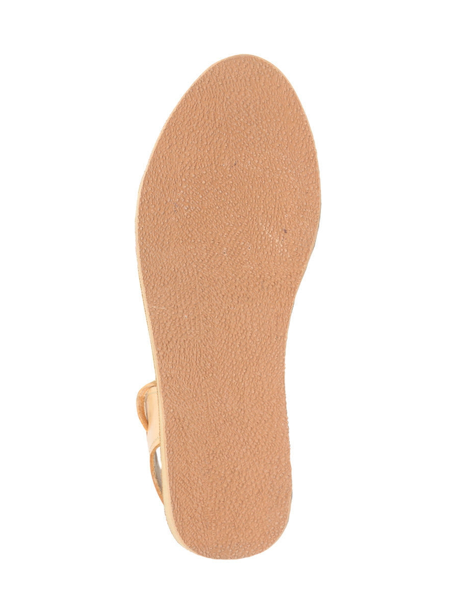 Women's Mexican Artisanal Sandals Leather Tan/Blue 604019