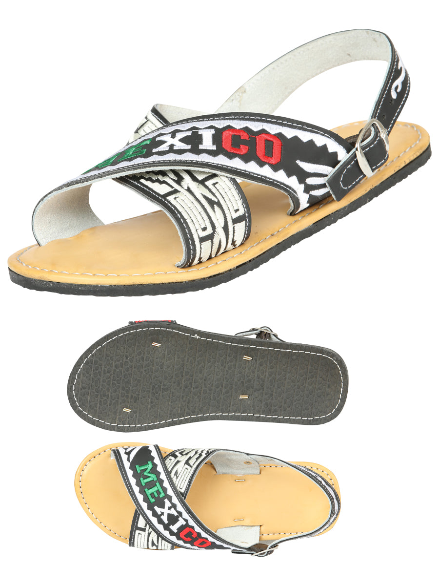 Men's Mexican Artisanal Sandals 50% Leather, 50% Synthetic Black  604033