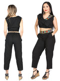 Women's Artisanal Embroidered Set 100% Cotton Black 604048