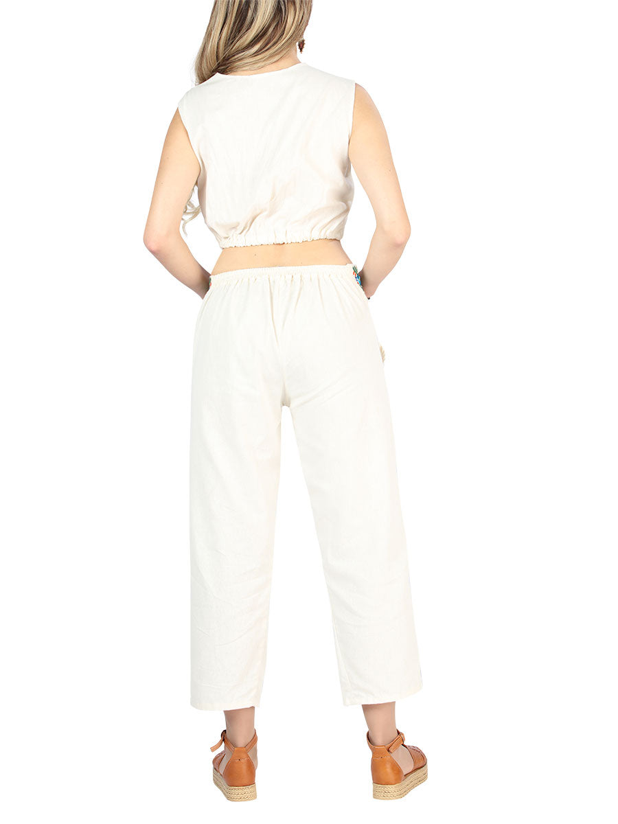 Women's Artisanal Embroidered Set 100% Cotton Beige 604049