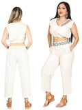 Women's Artisanal Embroidered Set 100% Cotton Beige 604049