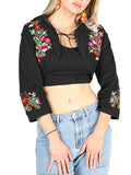 Women's Artisanal Embroidered Torera 100% Cotton Black 604052