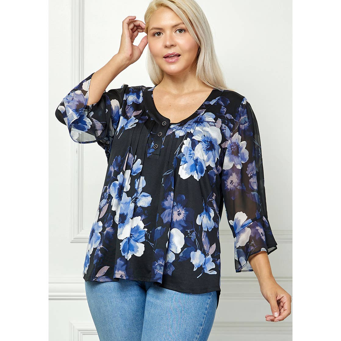 Winslow Collection - Blusa plisada Bloom Grace para mujer [Tallas grandes] - G537701M55X