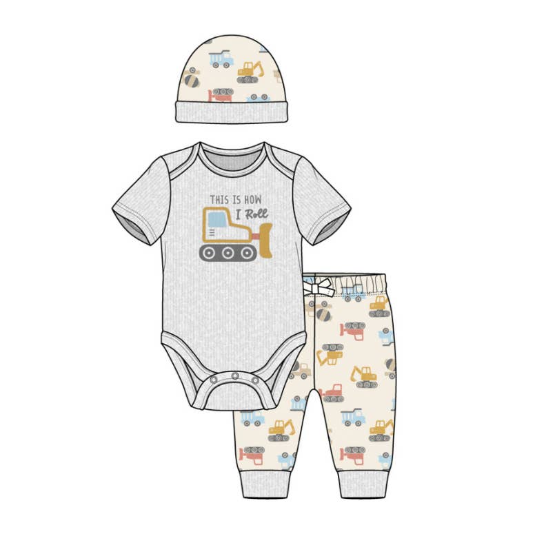 Baby 3pcs Chenille Applique Bodysuit Hat Pants Set