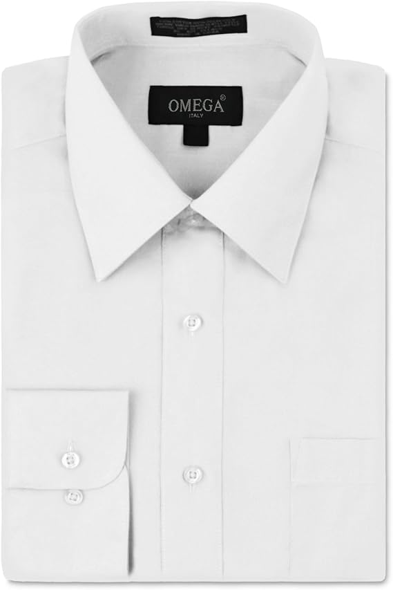 OMEGA ITALY - Camisas de vestir de manga larga para hombre (XL-3XL) RN153145