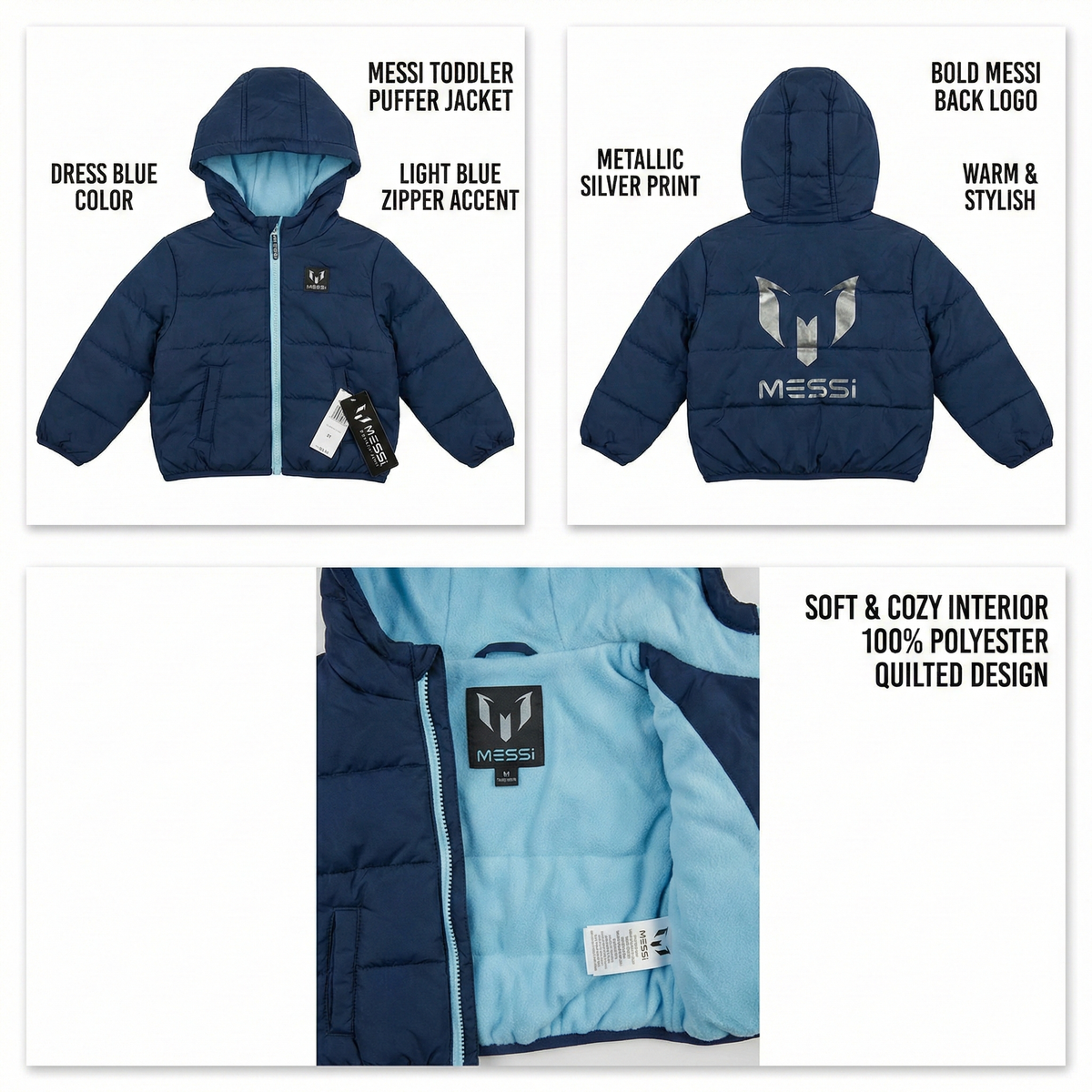 MESSI® Toddler Boys Core Puffer Jacket - 35M5115EAZA-410