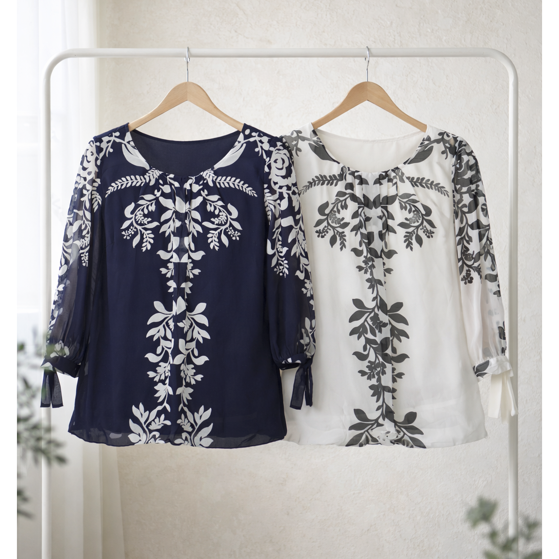 Women's [Plus Size] Vintage Bloom Tie Sleeve Blouse - G600295N87X