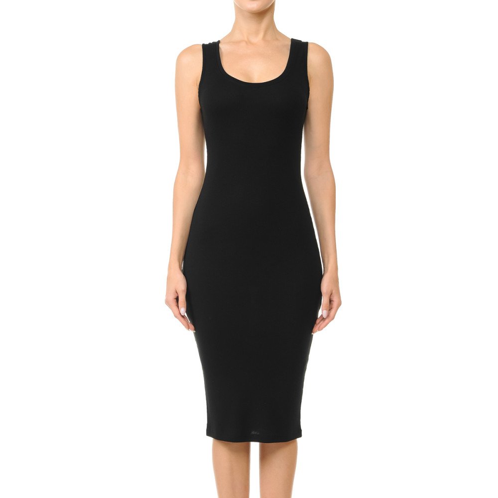 Ambiance - Women's Scoop Neck Midi Bodycon Dress - 68277