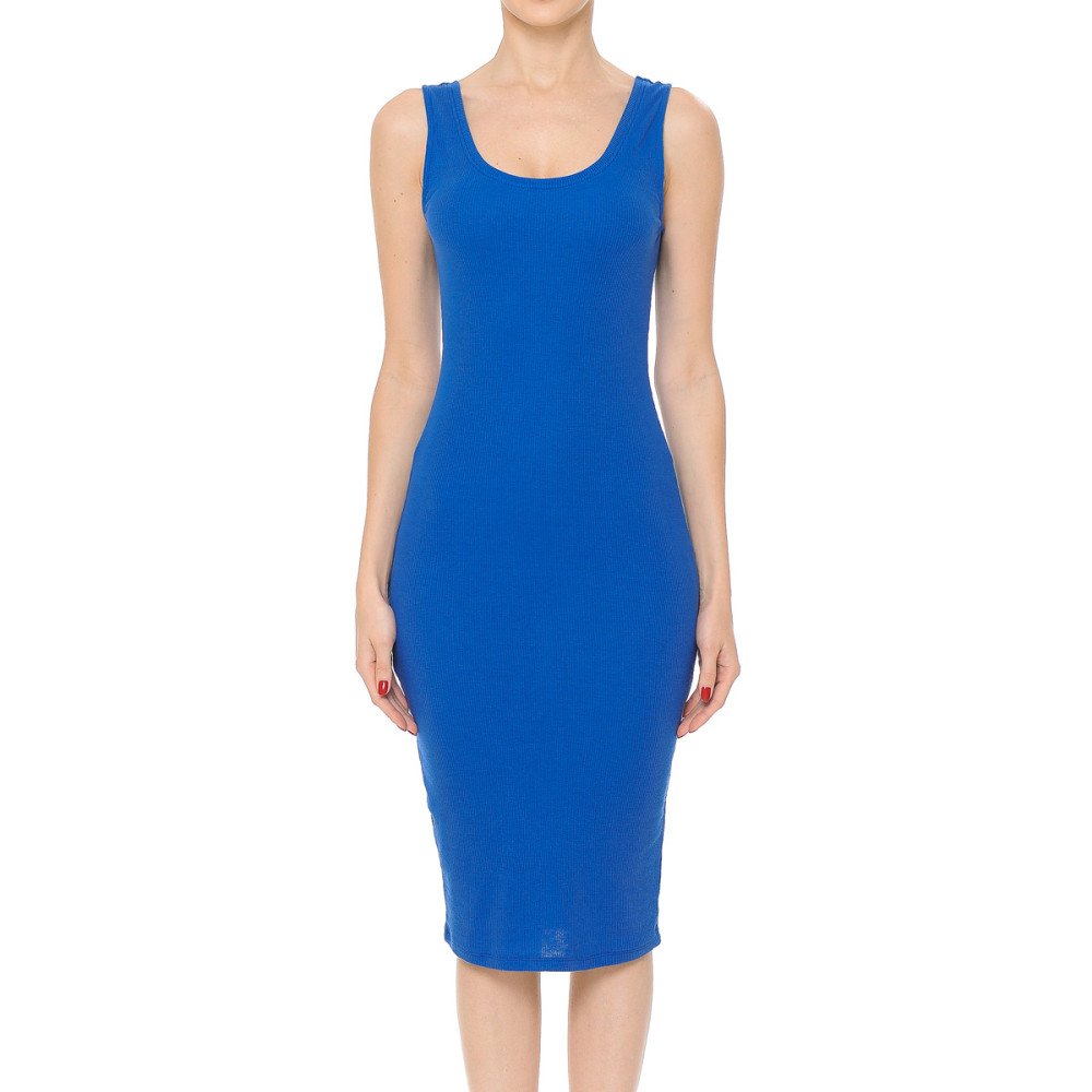 Ambiance - Women's Scoop Neck Midi Bodycon Dress - 68277