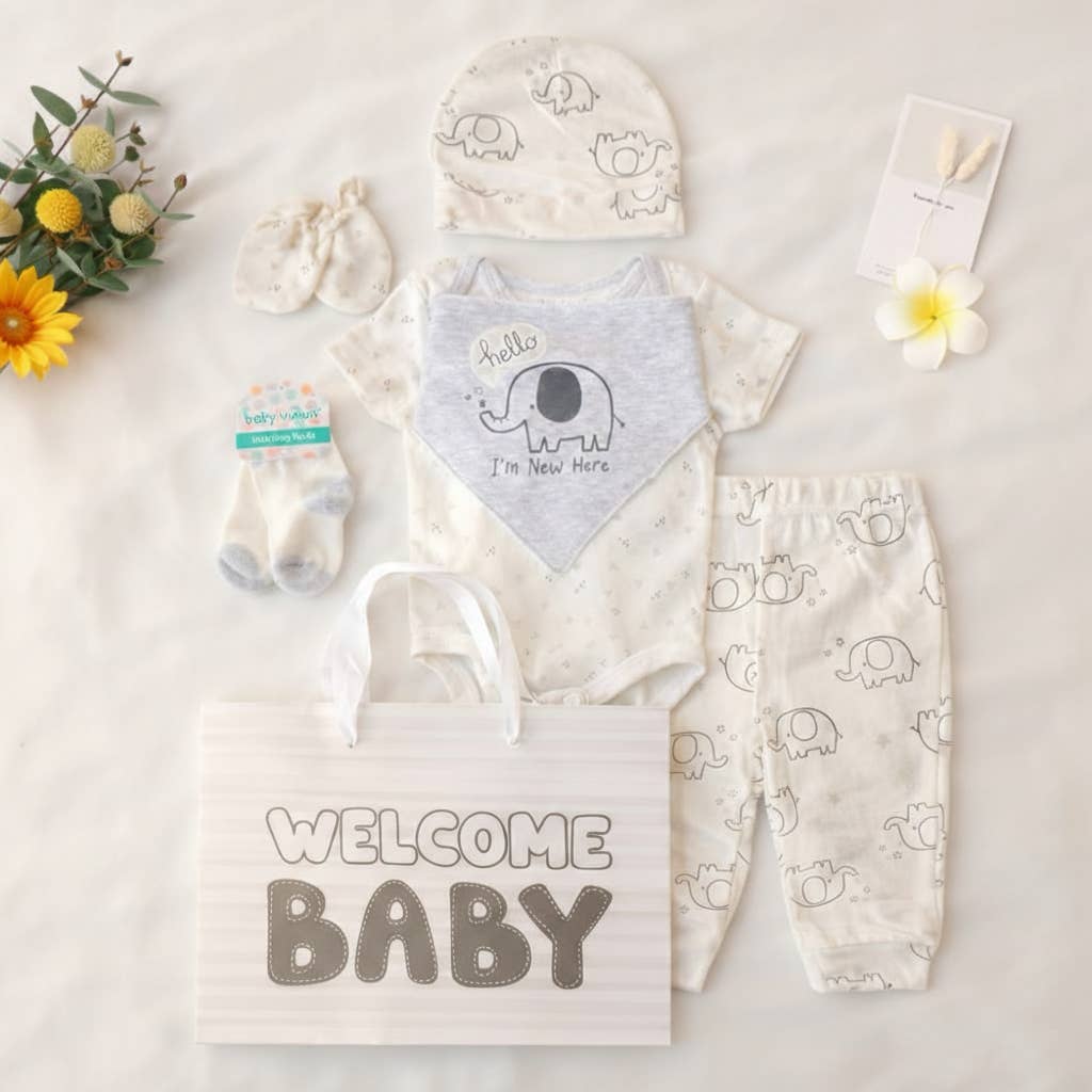 8 Pcs Hanging Baby Gift Set Bodysuit Leggings Bib Mitten Cap