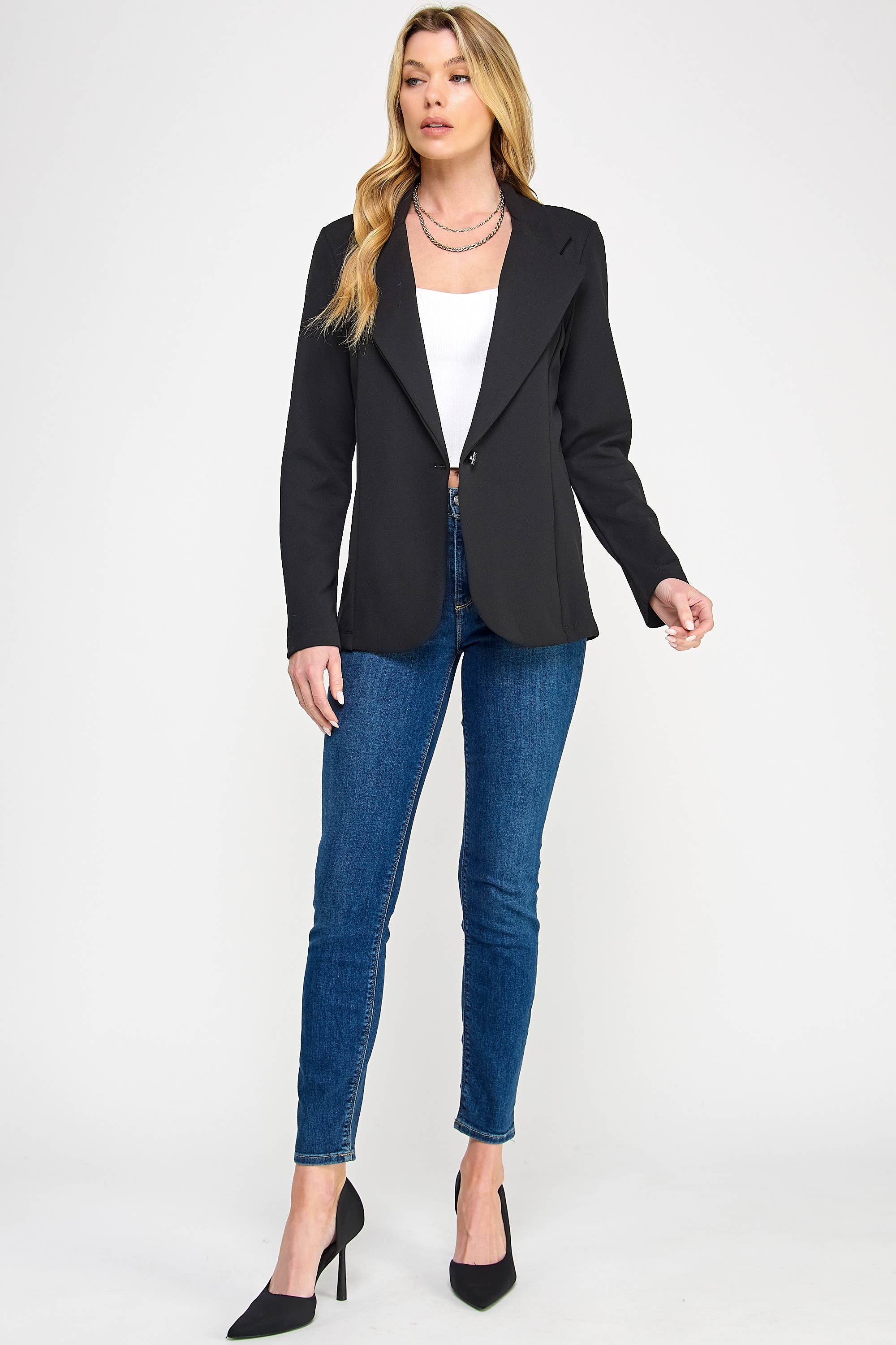 Women's Scuba Crepe Knit Blazer No Pocket - MJ6138A