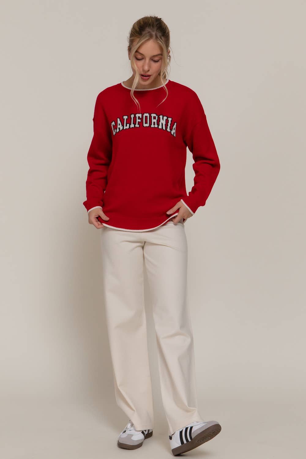 Active USA - Women's Long Sleeve Crew Neck California Lettering Sweater - SW14654