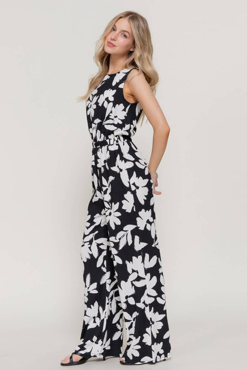 Active USA - Mono de punto texturizado con cuello redondo, sin mangas y banda en la cintura para mujer - P14902