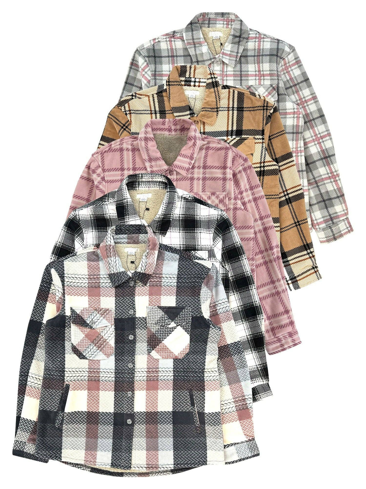 Ladies' Plush Shacket with Sherpa Lining - LS5-H35