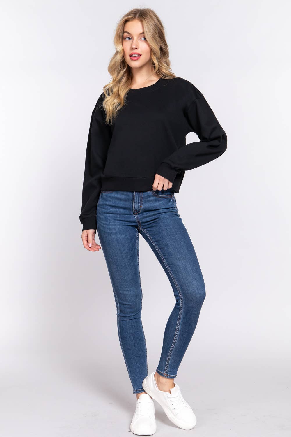 Active USA - Women's Long Sleeve Round Neck Crop SweatShirt - T13736