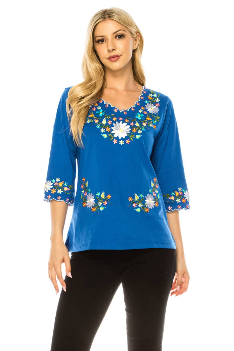Adult Women's Traditional Embroidered 3 Quarter Sleeve - MT804