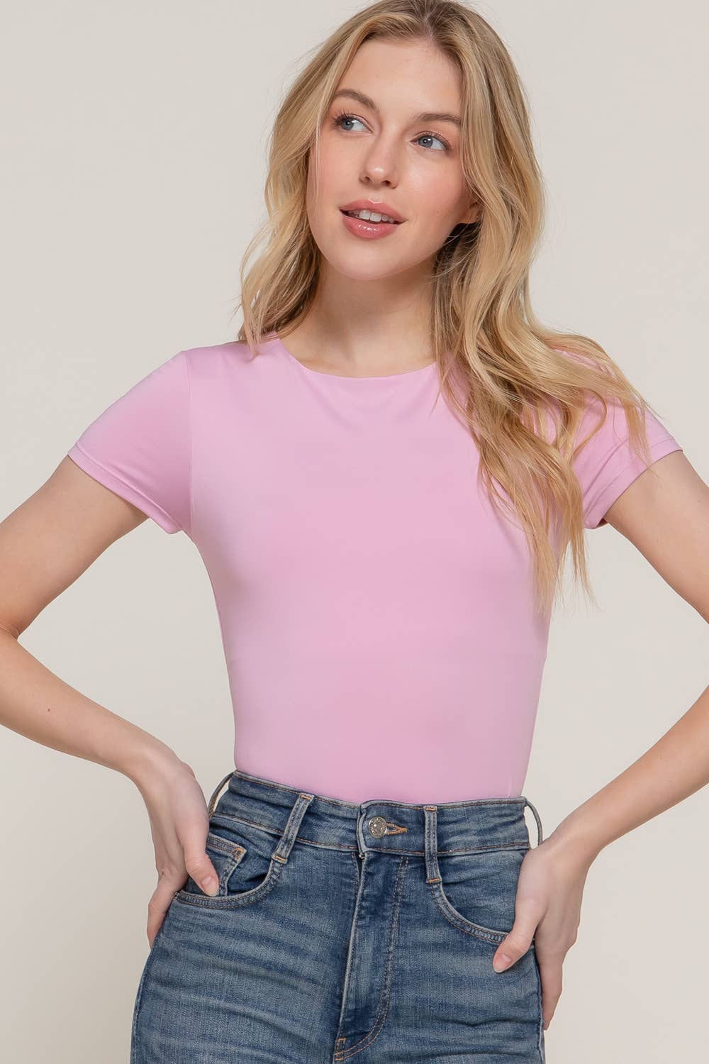 Active USA - Women's Short Sleeve Crew Neck ITY Bodysuit - P13920