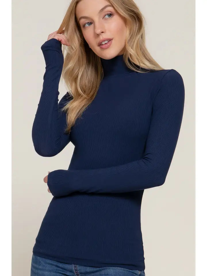 Active USA - Long Sleeve Turtle Neck Rayon Span Rib Top - T13174