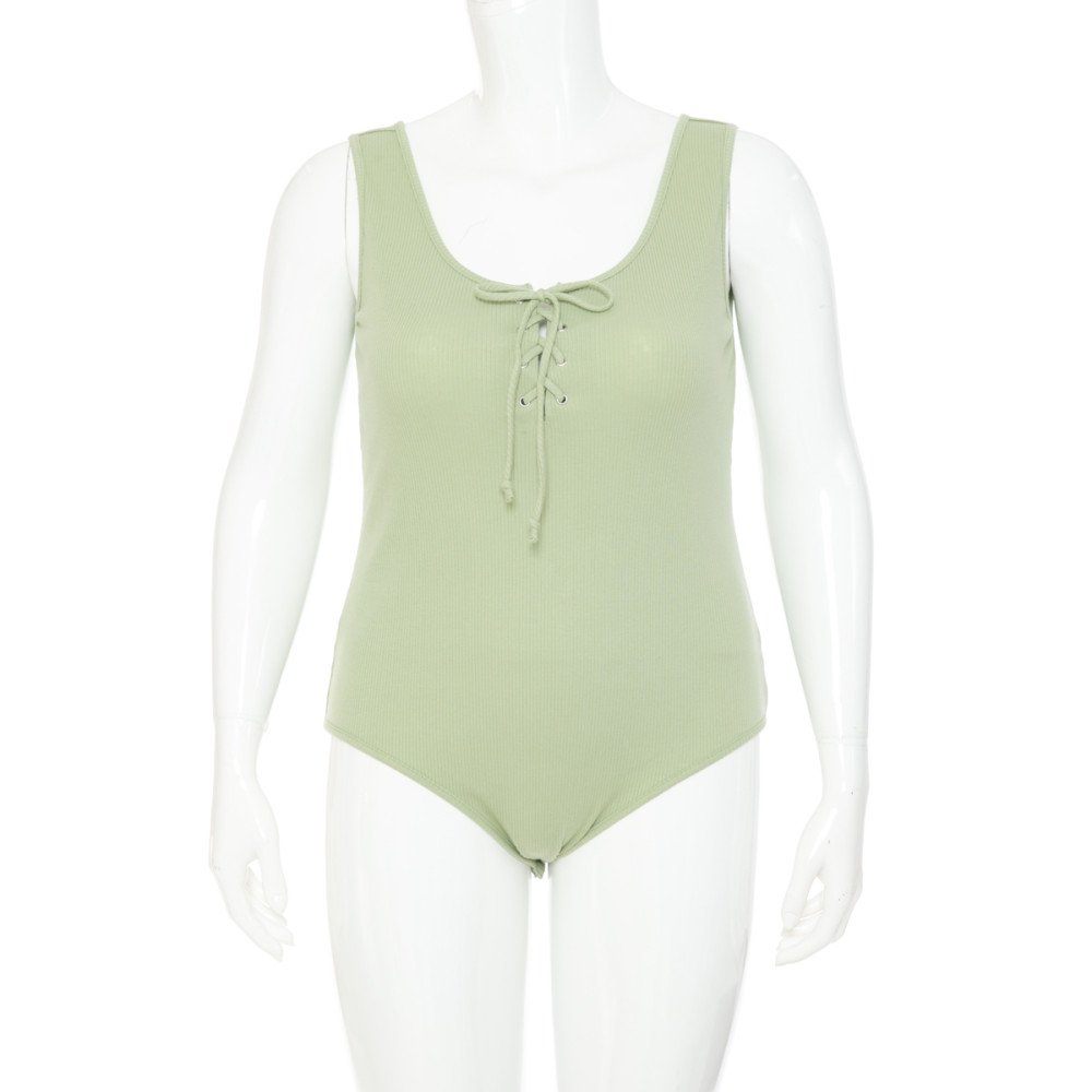 Ambiance - Body de mujer con escote redondo y cordones [Talla Grande] - 70937XL