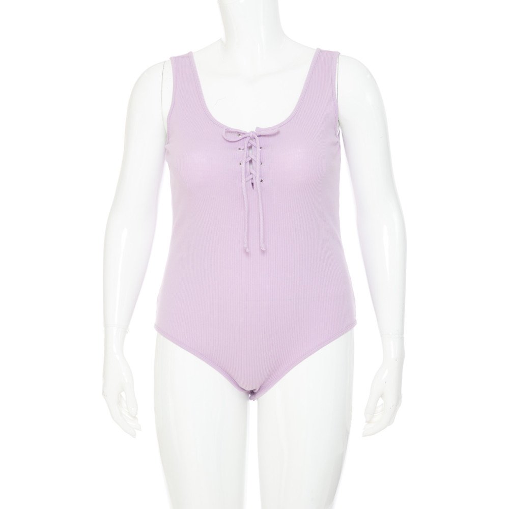 Ambiance - Body de mujer con escote redondo y cordones [Talla Grande] - 70937XL