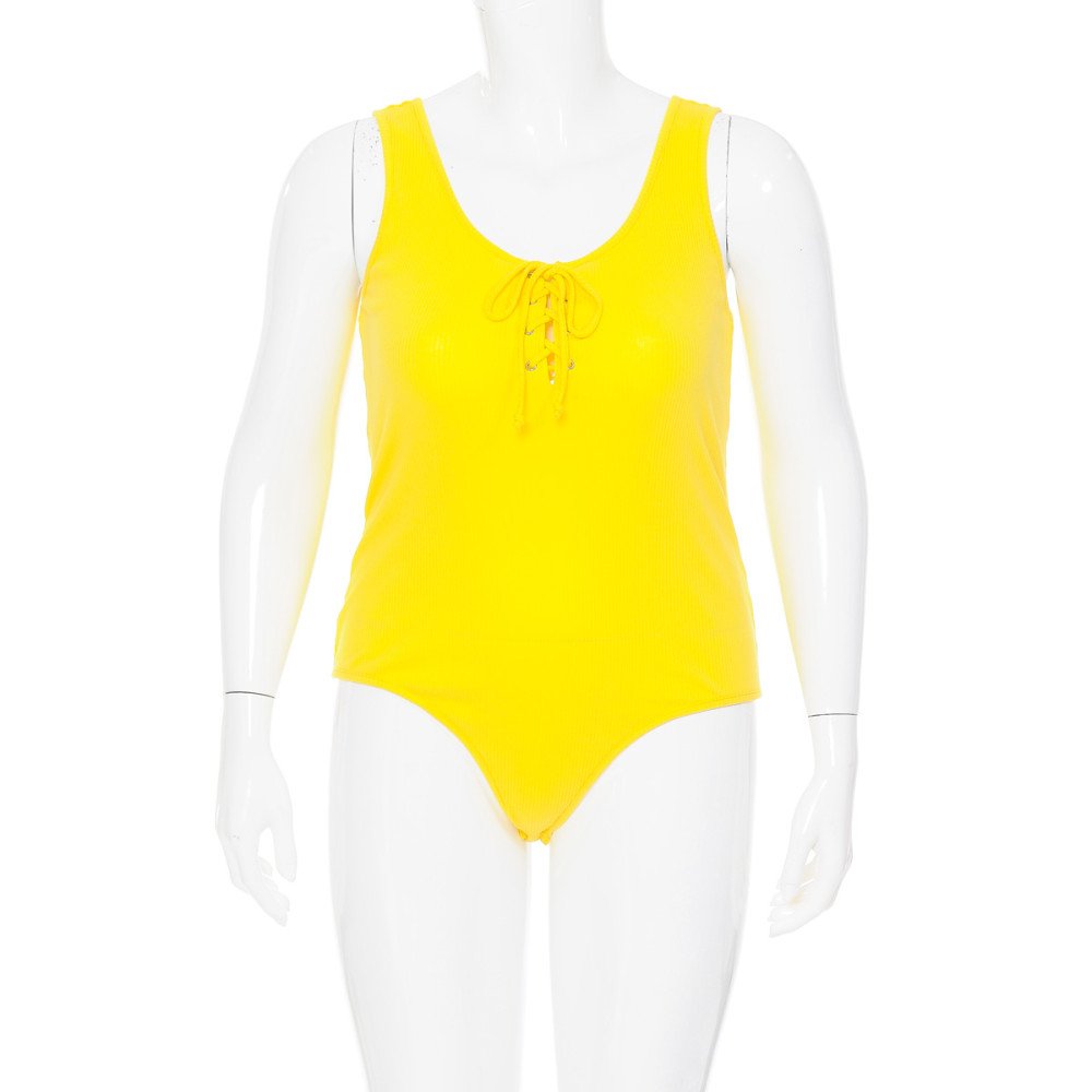 Ambiance - Body de mujer con escote redondo y cordones [Talla Grande] - 70937XL