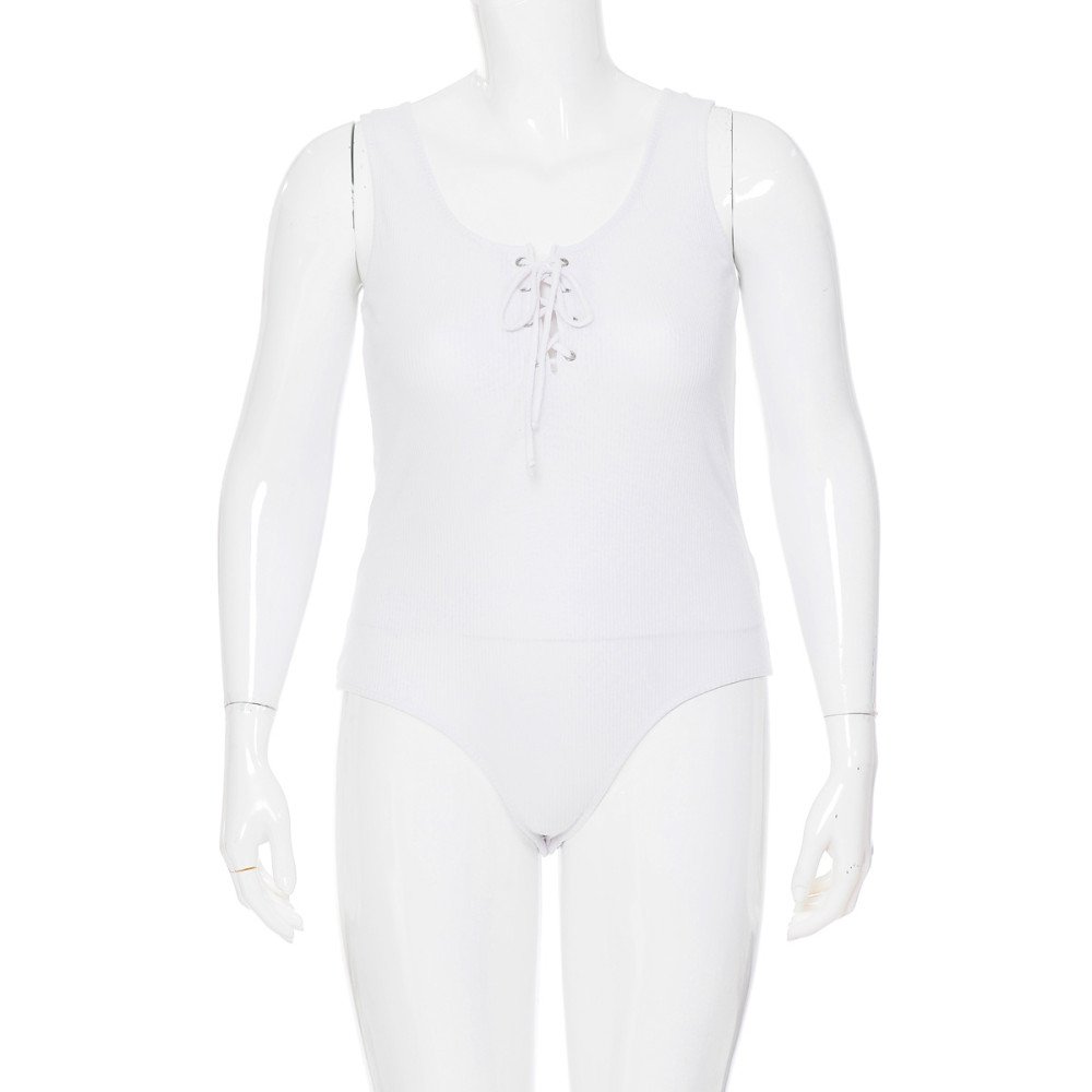 Ambiance - Body de mujer con escote redondo y cordones [Talla Grande] - 70937XL
