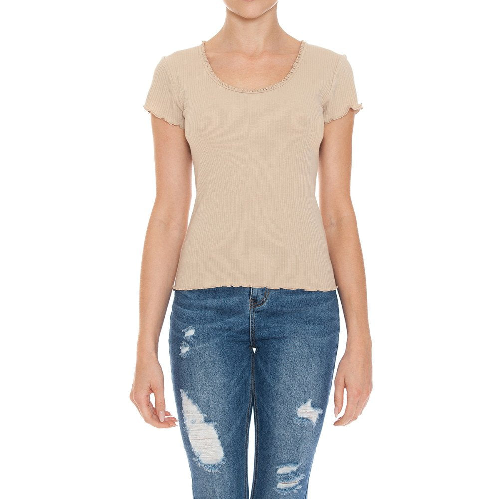 Ambiance - Women's Lettuce Edge Rib Top  - 72192