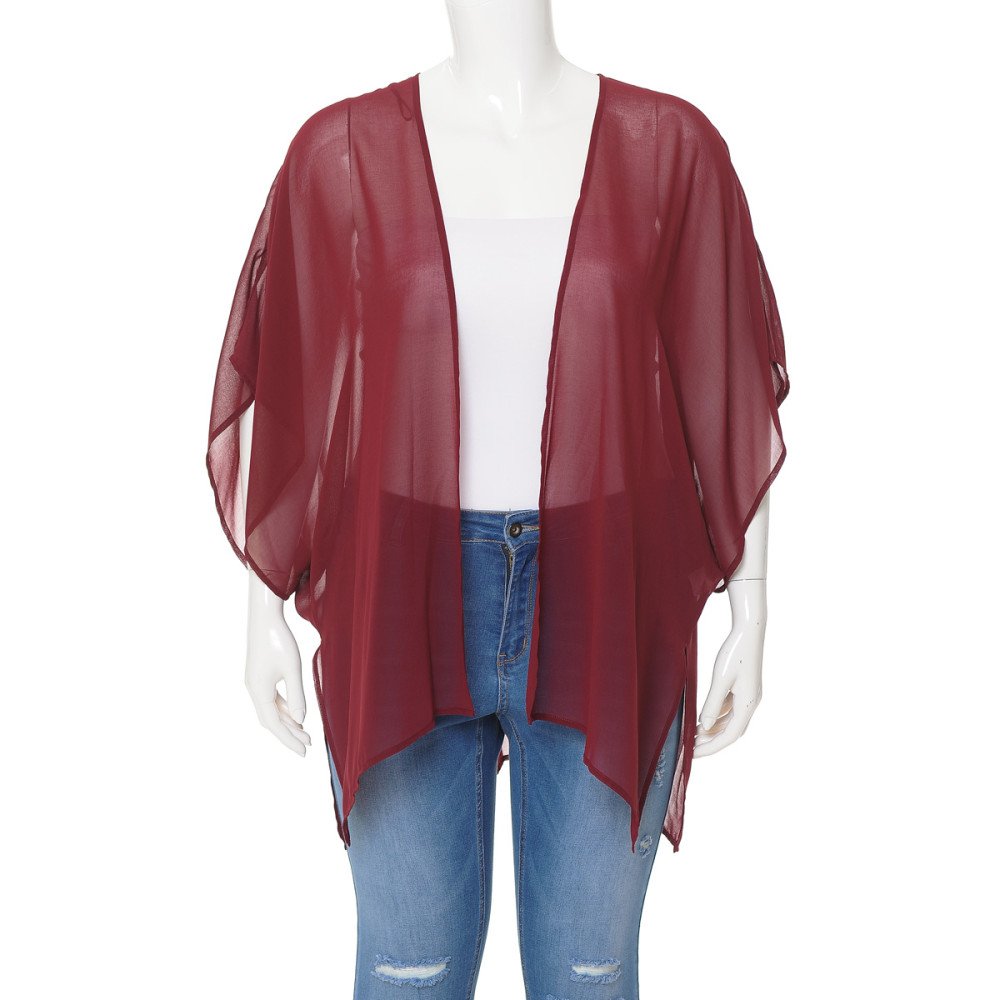 Ambiance - Women's Print Chiffon Kimono - 72264XL