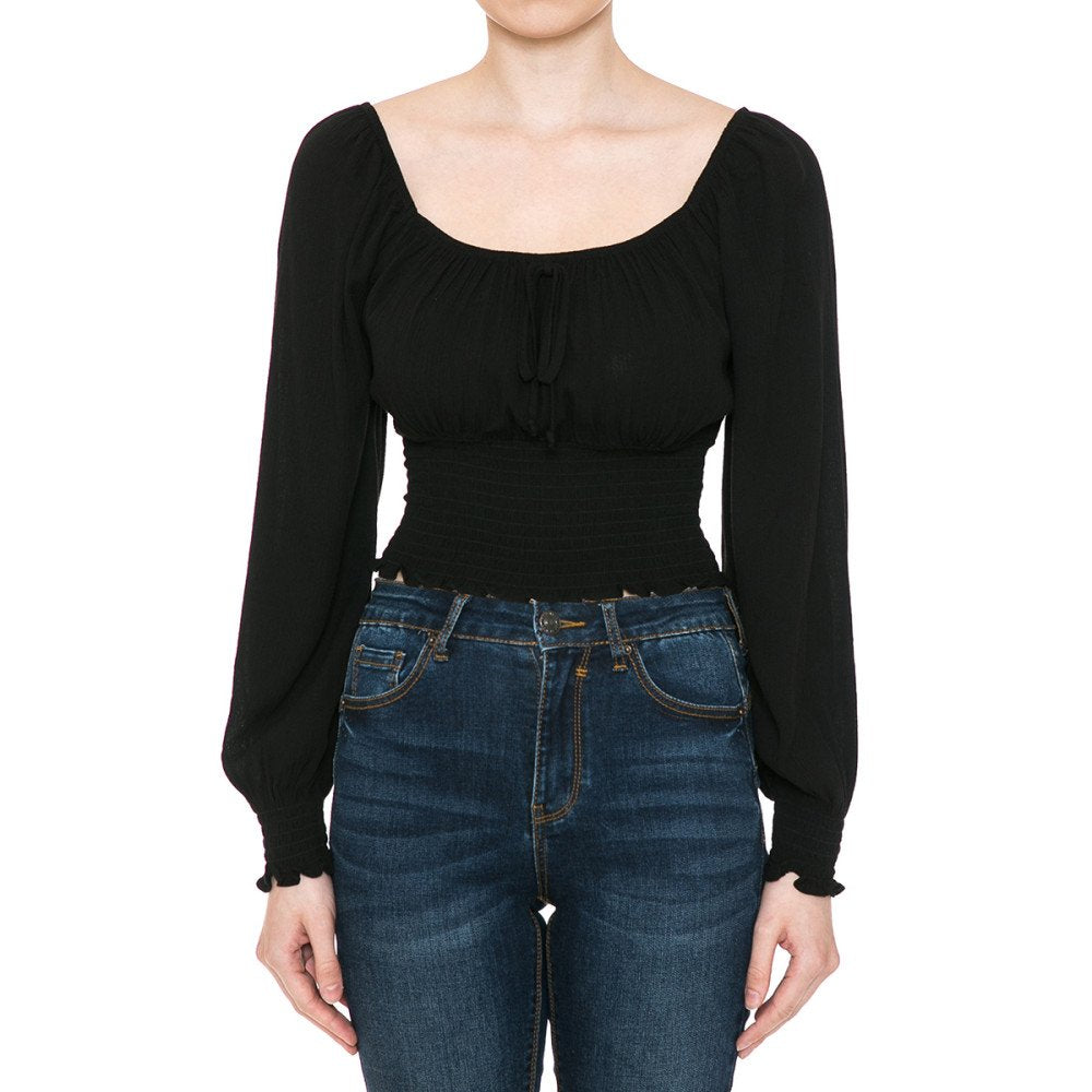 Ambiance - Women's Smocked Crop Top - 72403