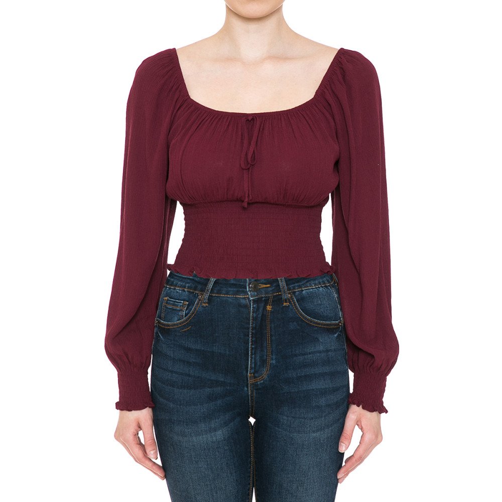 Ambiance - Women's Smocked Crop Top - 72403