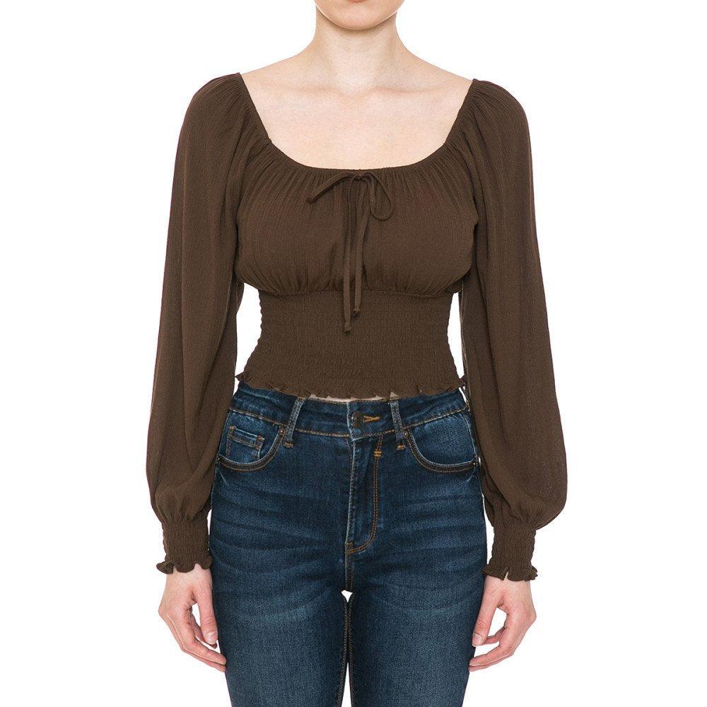 Ambiance - Women's Smocked Crop Top - 72403