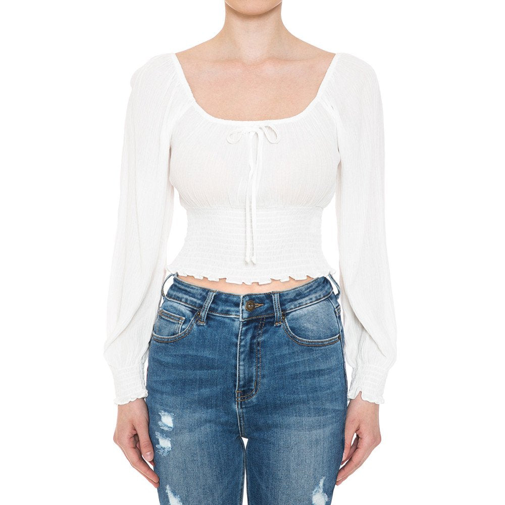 Ambiance - Women's Smocked Crop Top - 72403