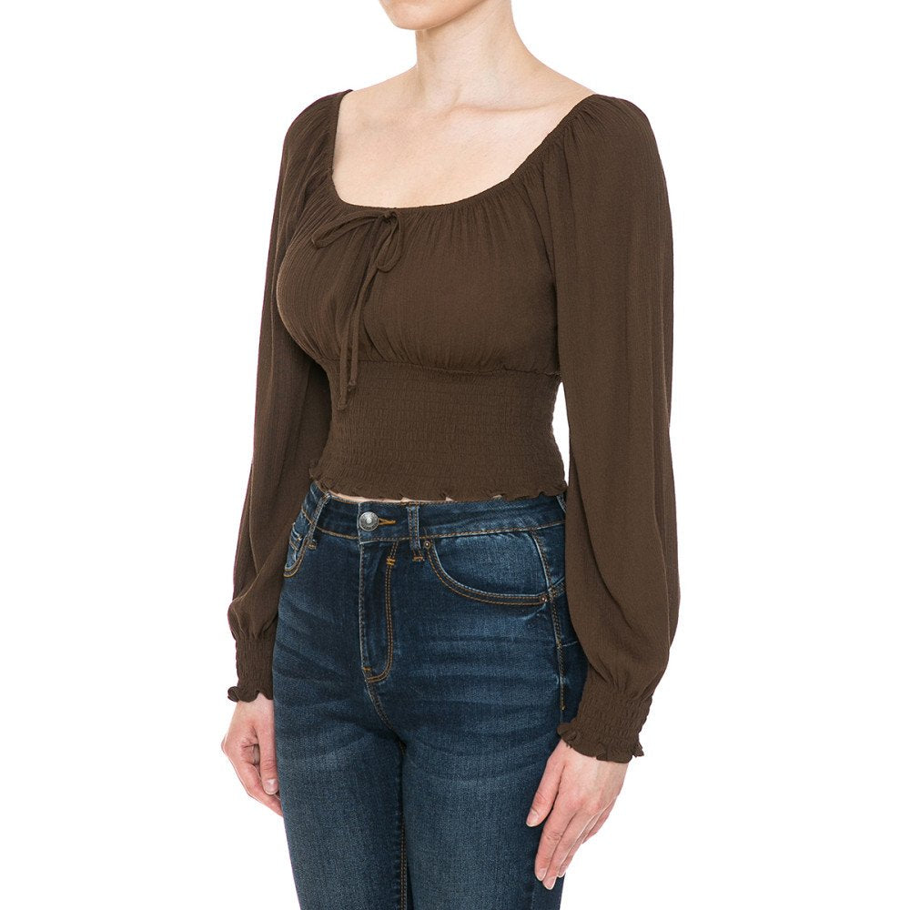 Ambiance - Women's Smocked Crop Top - 72403